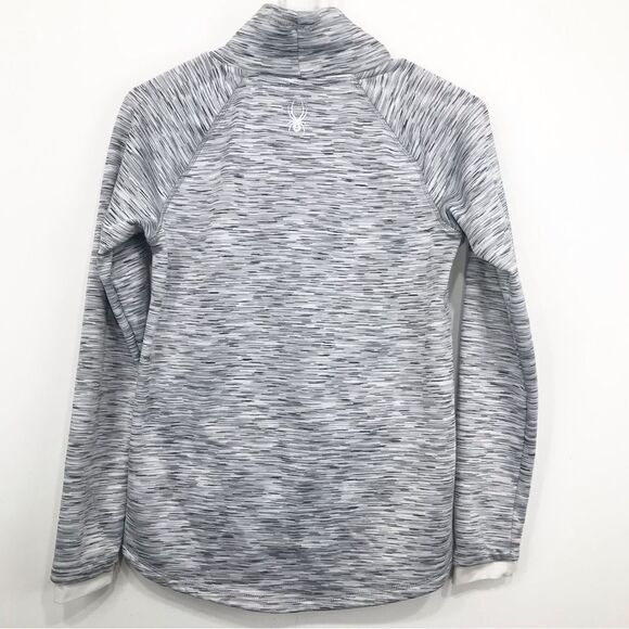 Spyder Active Gray White Marled Heather Print Turtleneck Activewear Pullover - Picture 7 of 16